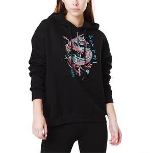 NEW AMBAR dragon fleece hoodie in black